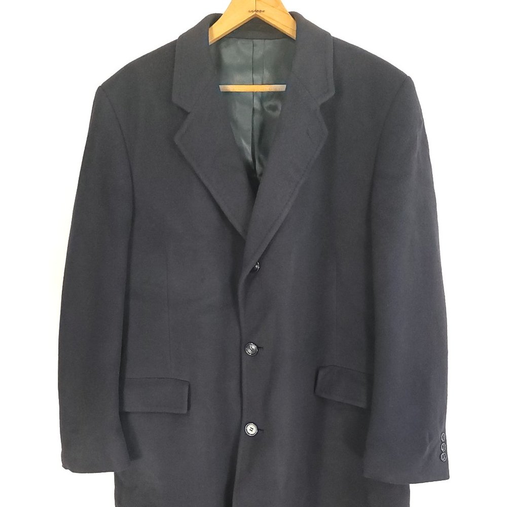 Vintage Malcolm Kenneth Overcoat Coat Men's 40? Navy Blue Mongolian Cashmere